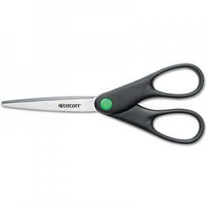 Westcott KleenEarth Scissors, Pointed Tip, 7" Long, 2.75" Cut Length, Black Straight Handle ACM44218 44218