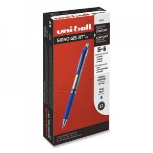 Uni-Ball Signo Retractable Gel Pen, 0.7mm, Blue Ink, Blue/Metallic Barrel, Dozen UBC65941 65941