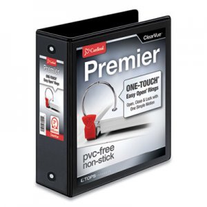 Cardinal Premier Easy Open ClearVue Locking Round Ring Binder, 3 Rings, 3" Capacity, 11 x 8.5, Black CRD11131 11131CB