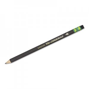 Dixon Tri-Conderoga Pencil with Microban Protection, HB (#2), Black Lead, Black Barrel, Dozen DIX22500 22500