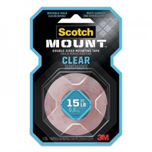 Scotch Double-Sided Mounting Tape, Industrial Strength, 1" x 60", Clear/Red Liner MMM410H 410P