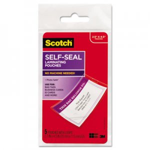 Scotch Self-Sealing Laminating Pouches, 12.5 mil, 2.81" x 4.5", Gloss Clear, 5/Pack MMMLS8535G LS853-5G