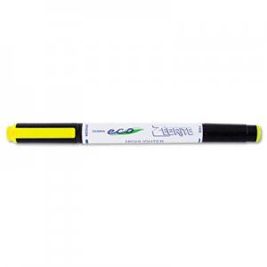 Zebra Zebrite Eco Double-ended Highlighter, Chisel/Bullet Tip, Fluorescent Yellow, Dozen ZEB75050 75050
