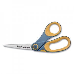 Titanium Bonded Scissors, 8 Long, 3.5 Cut Length, Gray/Yellow Straight  Handle