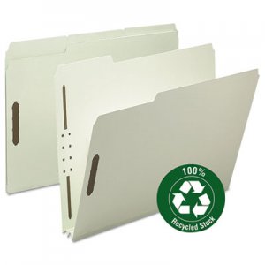 Smead 100% Recycled Pressboard Fastener Folders, Letter Size, Gray-Green, 25/Box SMD15004 15004