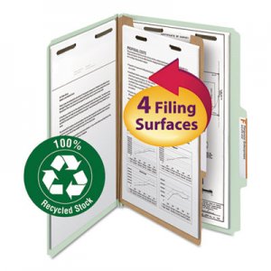 Smead Classification Folder, One Divider, 2" Exp., 2/5 Cut, Legal, Gray/Green, 10/Box SMD18722 18722