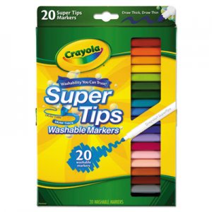 Crayola Washable Super Tips Markers, Broad/Fine Bullet Tip, Assorted Colors CYO588106 588106