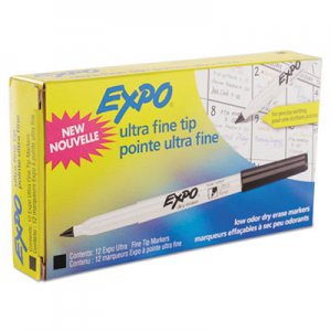 EXPO Low-Odor Dry-Erase Marker, Extra-Fine Needle Tip, Black, Dozen SAN1871131 1871131