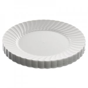 WNA Classicware Plastic Dinnerware Plates, 9" Dia, White, 12/Pack WNARSCW91512WPK RSCW91512W
