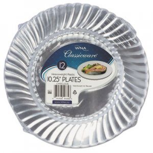 WNA Classicware Plastic Dinnerware Plates, 10 1/4" Dia, Clear, 12/Pack WNARSCW101212PK RSCW101212