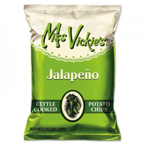 Miss Vickie's Kettle Cooked Jalapeno Potato Chips, 1.38 oz Bag, 64/Carton LAY44441 44441