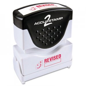 ACCUSTAMP2 Pre-Inked Shutter Stamp with Microban, Red, REVISED, 1 5/8 x 1/2 COS035587 035587