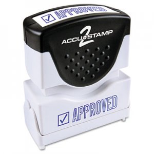 ACCUSTAMP2 Pre-Inked Shutter Stamp with Microban, Blue, APPROVED, 1 5/8 x 1/2 COS035575 035575