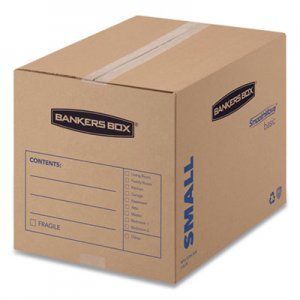 Bankers Box SmoothMove Basic Moving Boxes, Small, Regular Slotted Container (RSC), 16" x 12" x 12", Brown Kraft/Blue, 25