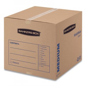 Bankers Box SmoothMove Basic Moving Boxes, Medium, Regular Slotted Container (RSC), 18" x 18" x 16", Brown Kraft/Blue, 20