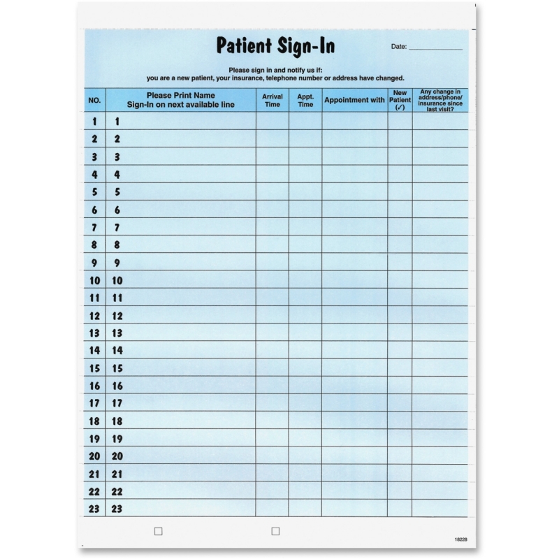 Tabbies Patient Sign-In Label Forms 14531 TAB14531