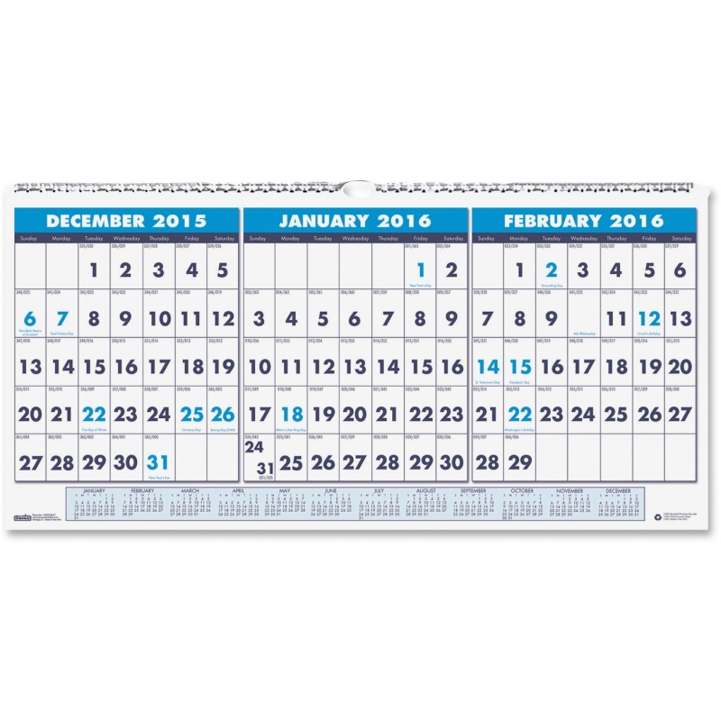 House of Doolittle 3-month Horizontal Wall Calendar 3648 HOD3648