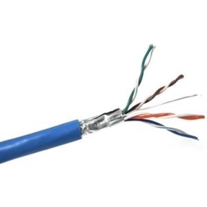 Weltron Cat 6 STP 550 MHz Solid Shielded Plenum CMP Cable - 1000 Feet - Blue T2404L6SHP-BL