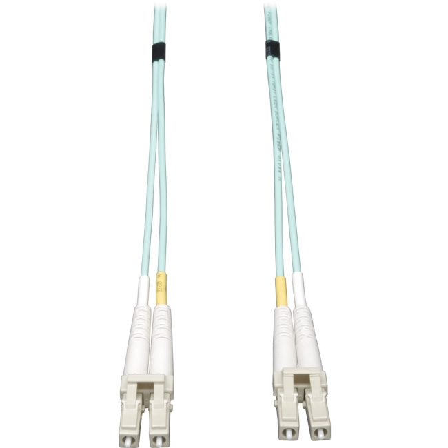 Tripp Lite 0.5M (20-in.) Duplex Multimode 50/125 Aqua OM3 Fiber Patch Cable, LC/LC N820-20N