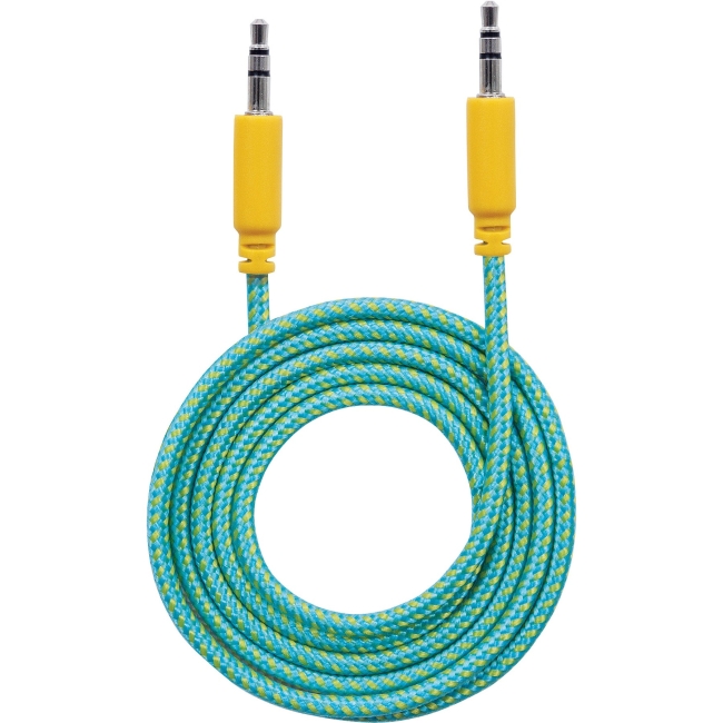 Manhattan 3.5mm Stereo Male to Male, Teal/Yellow, 1 m (3 ft.) 352789