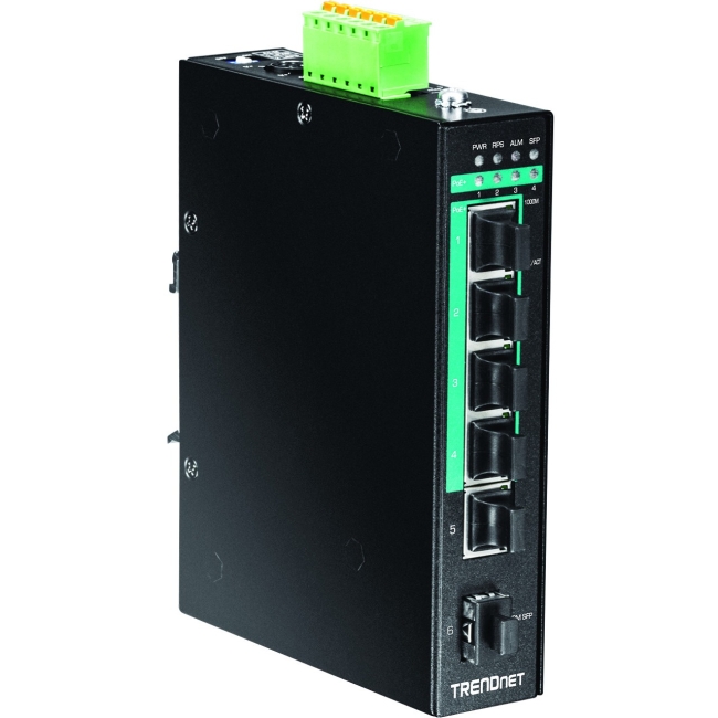 TRENDnet 5-Port Hardened Industrial Gigabit PoE+ DIN-Rail Switch TI-PG541