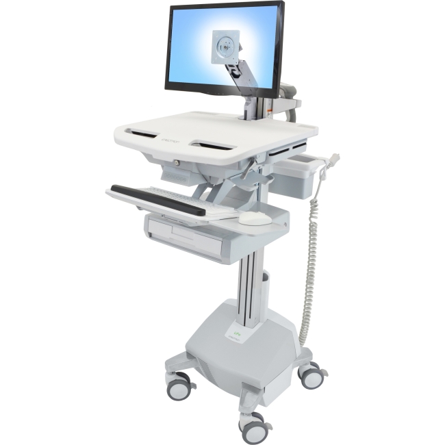 Ergotron StyleView Cart with LCD Arm, LiFe Powered, 1 Drawer SV44-1212-1