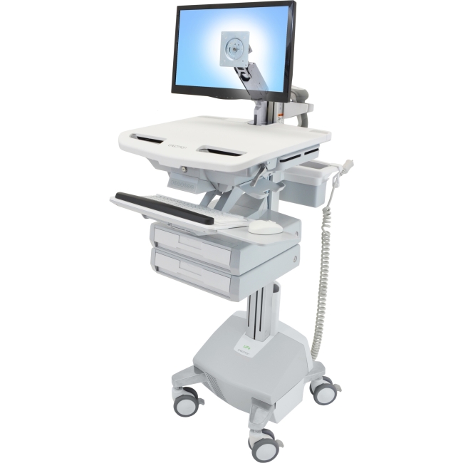 Ergotron StyleView Cart with LCD Arm, LiFe Powered, 2 Drawers SV44-1222-1