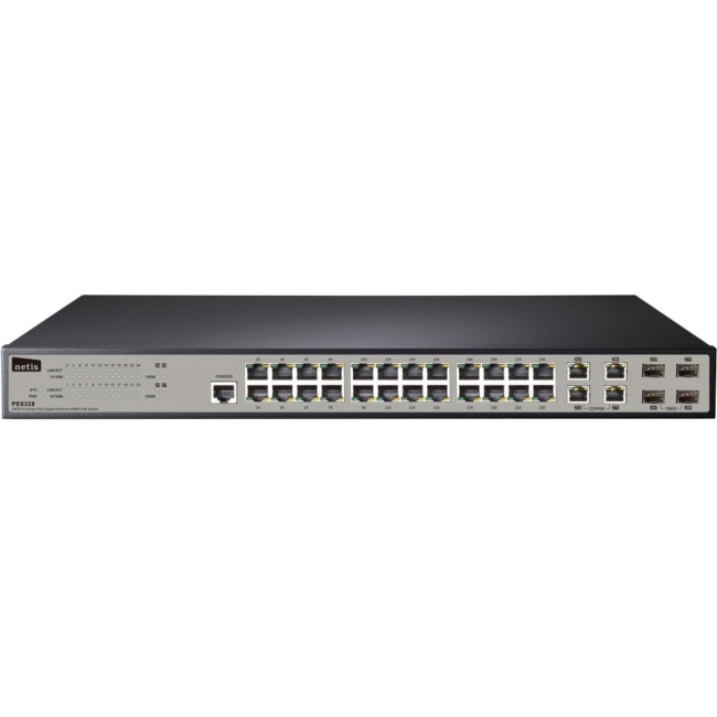Netis 24FE+4 Combo-Port Gigabit Ethernet SNMP PoE Switch PE6328