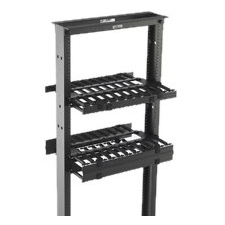 B-Line Rack-Mounted Double Sided Horizontal Manager W/ Cover, 19" Width, 2U, Flat Black SB87019D2FB