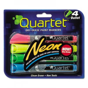 Quartet Neon Dry Erase Marker Set, Broad Bullet Tip, Assorted Colors, 4/Set QRT79551 79551-A