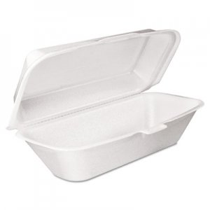 Dart Foam Hinged Lid Container, Hoagie Container with Removable Lid, 5.3 x 9.8 x 3.3, White, 125