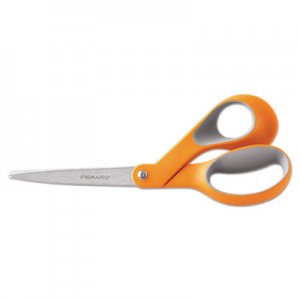 Fiskars Home and Office Scissors, 8" Long, 3.5" Cut Length, Orange/Gray Offset Handle FSK01009881 155880-1006