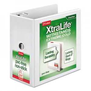 Cardinal XtraLife ClearVue Non-Stick Locking Slant-D Ring Binder, 3 Rings, 6" Capacity, 11 x 8.5, White CRD26360