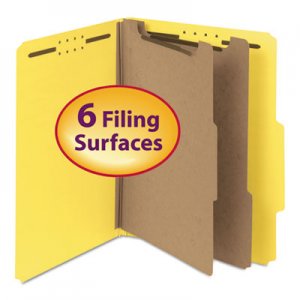 Smead Pressboard Classification Folder, 2" Exp., Two Dividers, Letter, Yellow, 10/Box SMD14064 14064
