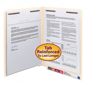 Smead WaterShed/CutLess End Tab 2-Fastener Folders, Straight Tab, Letter Size, Manila, 50/Box SMD34130 34130