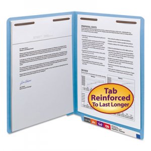 Smead WaterShed/CutLess End Tab 2-Fastener Folders, Straight Tab, Letter Size, Blue, 50/Box SMD25050 25050