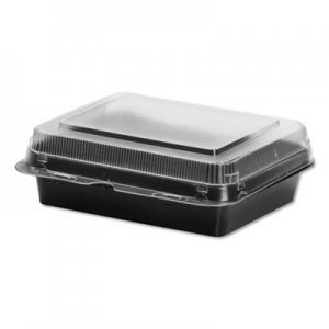 Dart Creative Carryouts Hinged Plastic Hot Deli Boxes, Medium Snack Box, 18 oz, 6.22 x 5.9 x 2