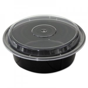 Pactiv VERSAtainers, 32 oz, 7" Diameter x 2"h, Black/Clear, 150/Carton PCTNC729B NC729B