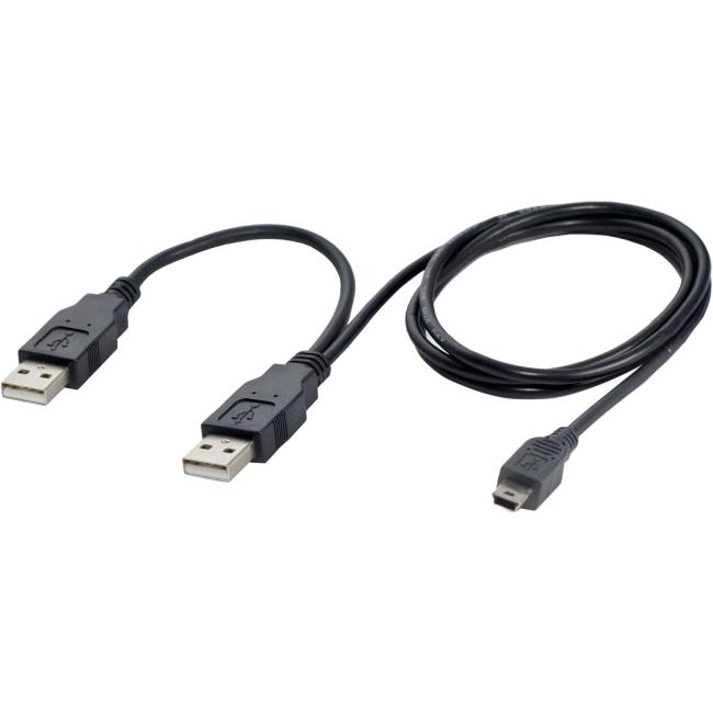 SYBA Multimedia Double Strength USB Y Cable Combines Two Type-A Ports into a Mini-b 5-Pin, Black CL
