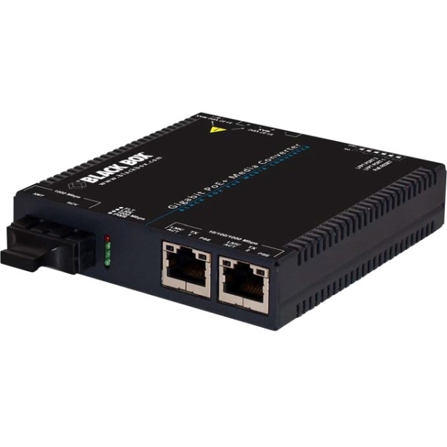 Black Box Gigabit PoE Media Converter, 10/100/1000BASE-T to 850-nm Multimode, SC, 550 m LGC5201A