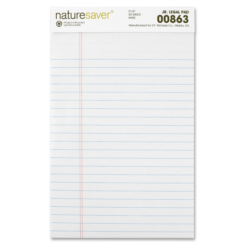 Nature Saver 100% Recy. White Jr. Rule Legal Pads 00863 NAT00863