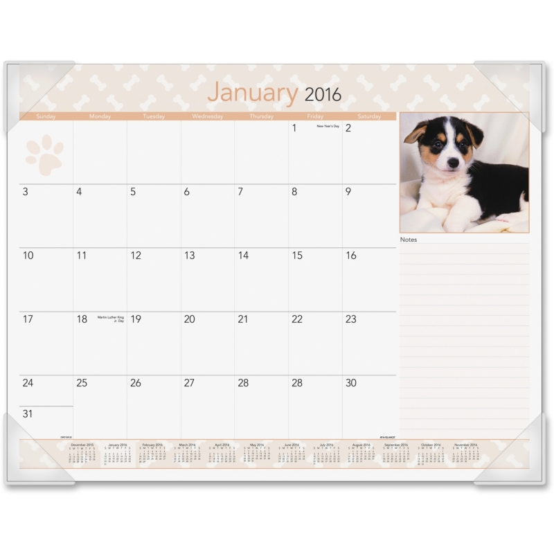 At-A-Glance At-A-Glance Puppies Monthly Desk Pad Calendar DMD16632 AAGDMD16632