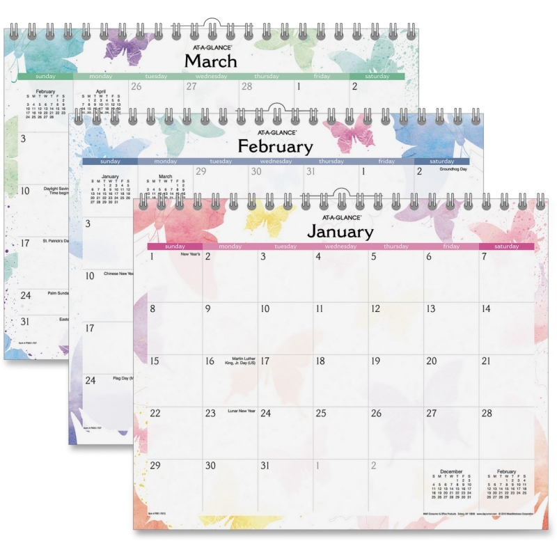 At-A-Glance At-A-Glance Watercolors Monthly Wall Calendar PM91707 AAGPM91707