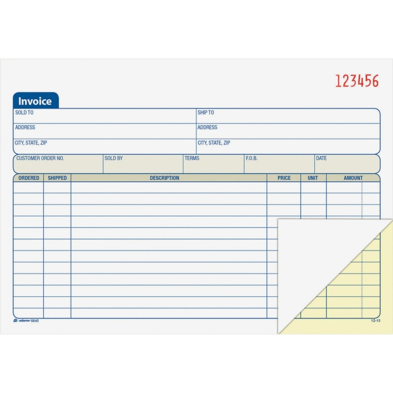 Adams Carbonless Invoice Book DC5840 ABFDC5840