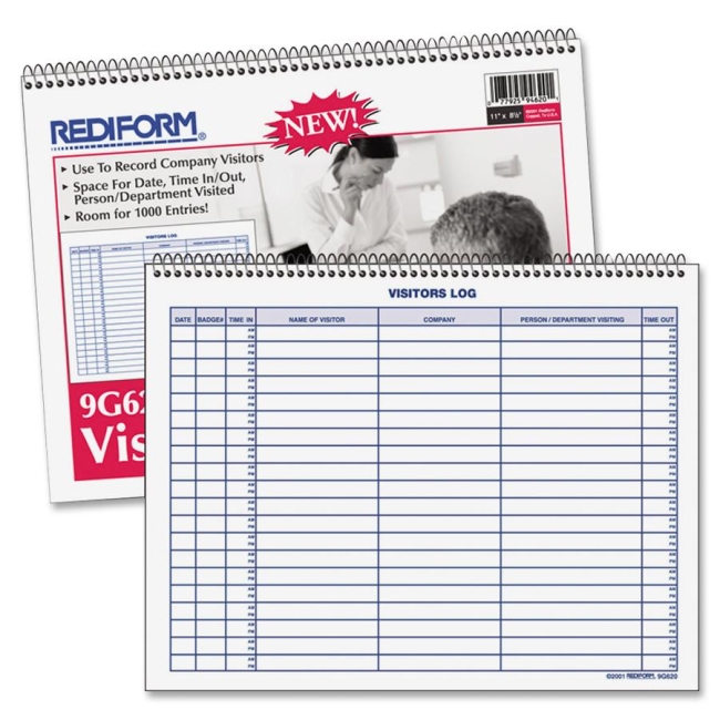 Rediform Visitor's Log Book 9G620 RED9G620