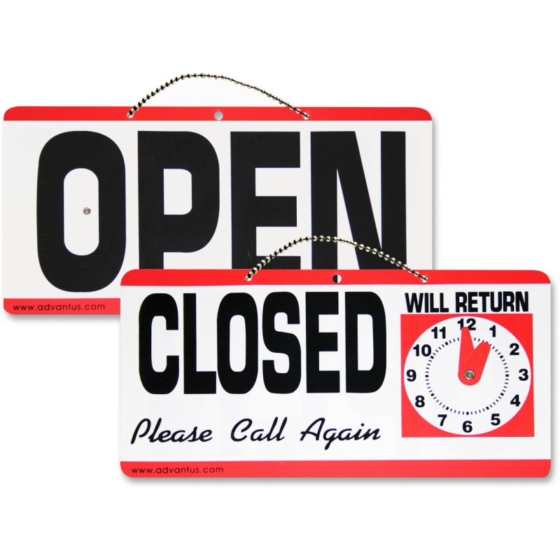 Advantus Open/Closed Sign With Clock 83636 AVT83636