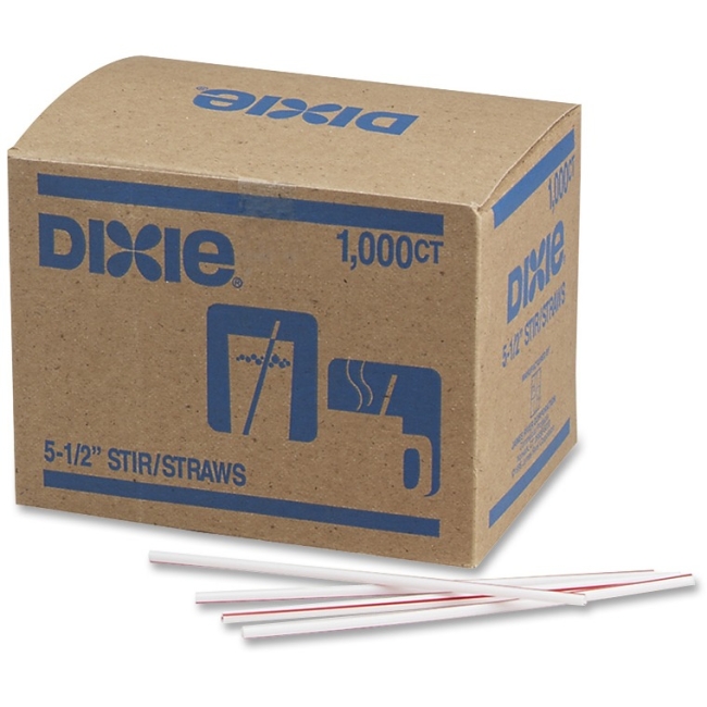 Dixie Plastic Red Striped Stir Stick HS551 DXEHS551