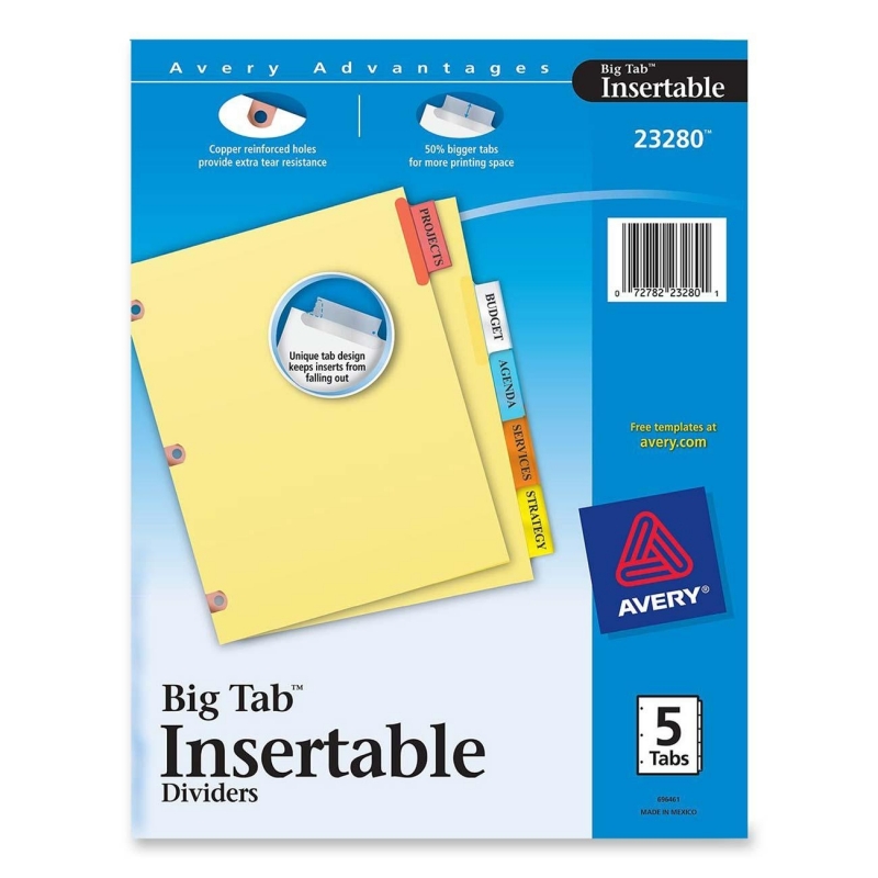 Avery Big Tab Reinforced Insert Divider 23280 AVE23280