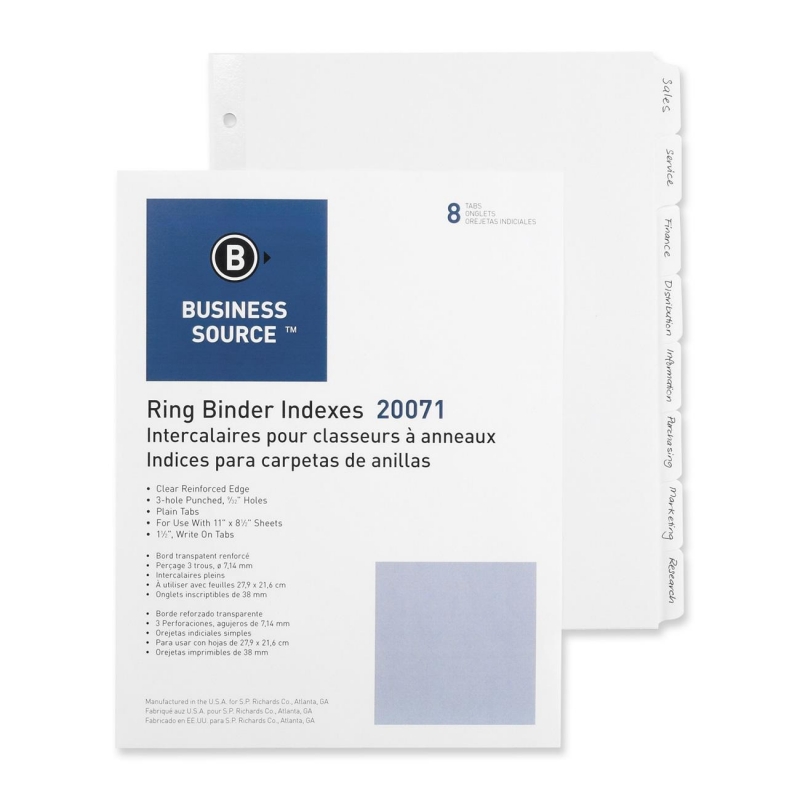 Business Source 3-Ring Plain Tab Divider 20071 BSN20071