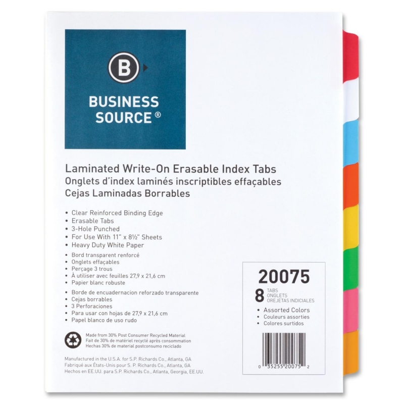Business Source Laminated Tab Index 20075 BSN20075